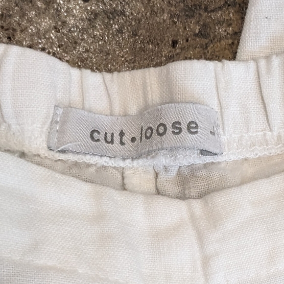 Cut Loose Laggenlook Linen Cropped Wide Leg Pants Size L White. - Picture 14 of 16